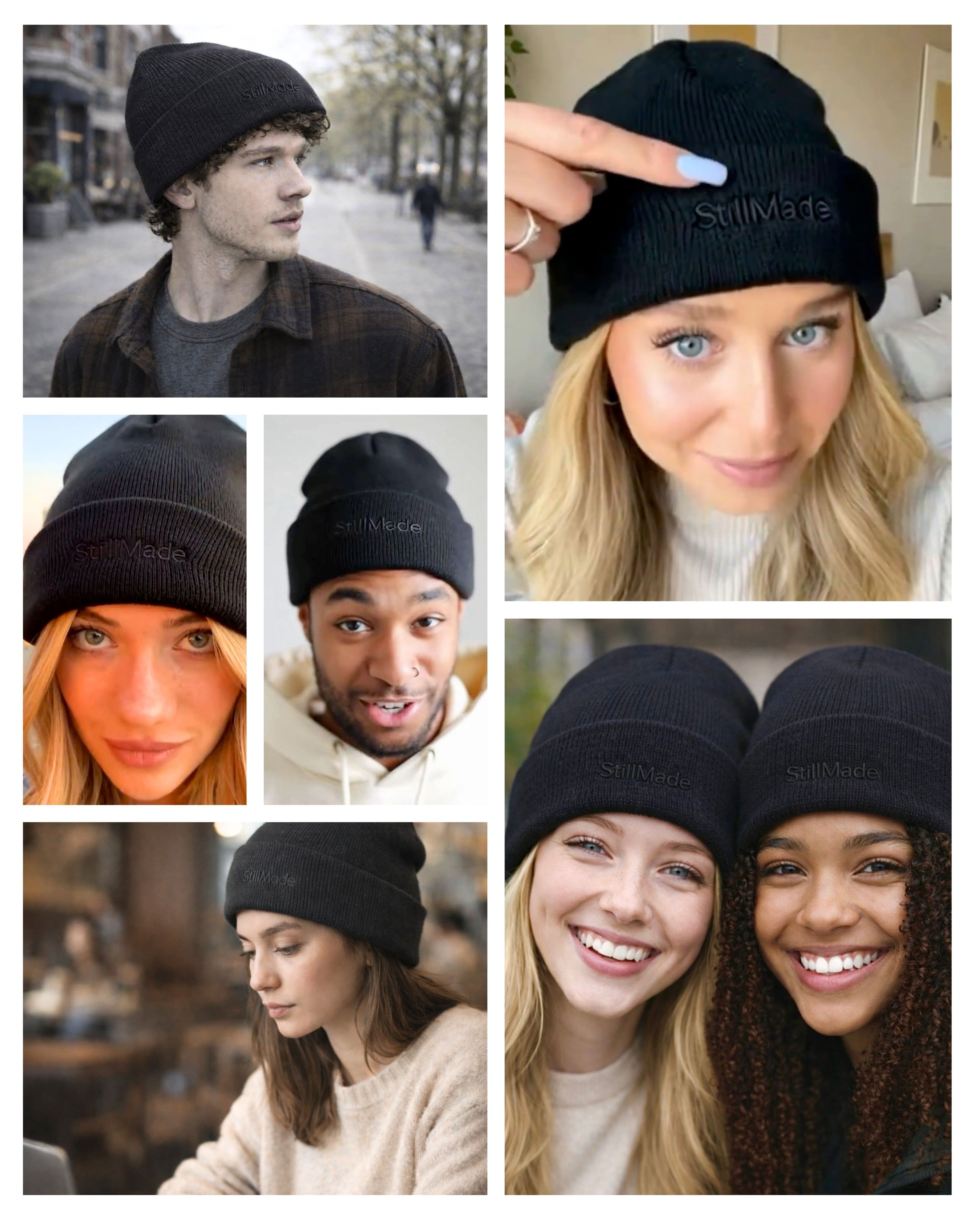 StillMade Padded Silk-Satin Lined Black Cuffed Style Beanie
