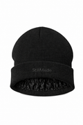StillMade Padded Silk-Satin Lined Black Cuffed Style Beanie
